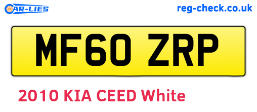 MF60ZRP are the vehicle registration plates.