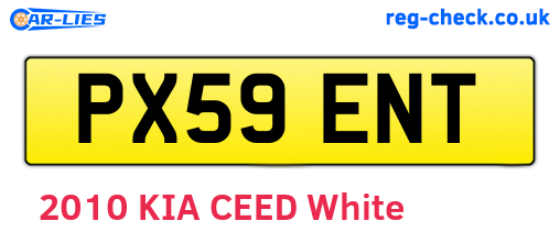 PX59ENT are the vehicle registration plates.