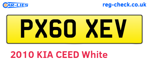 PX60XEV are the vehicle registration plates.