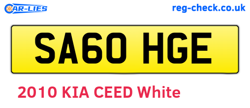 SA60HGE are the vehicle registration plates.