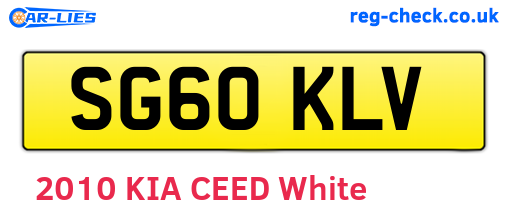 SG60KLV are the vehicle registration plates.