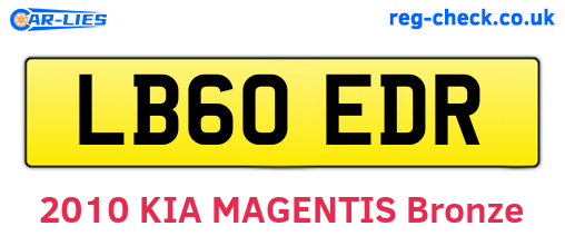 LB60EDR are the vehicle registration plates.