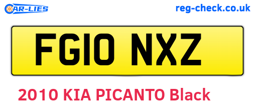 FG10NXZ are the vehicle registration plates.