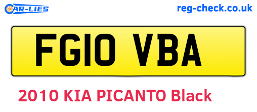 FG10VBA are the vehicle registration plates.