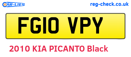 FG10VPY are the vehicle registration plates.
