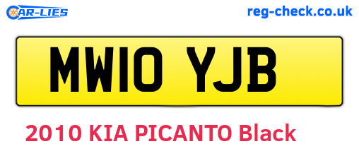 MW10YJB are the vehicle registration plates.