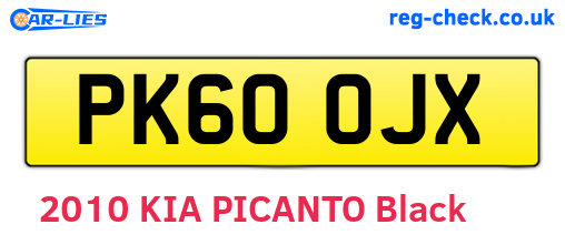 PK60OJX are the vehicle registration plates.