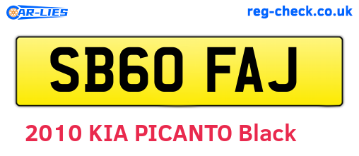 SB60FAJ are the vehicle registration plates.