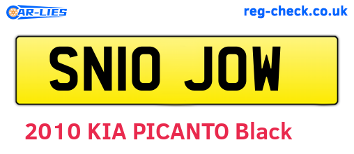 SN10JOW are the vehicle registration plates.
