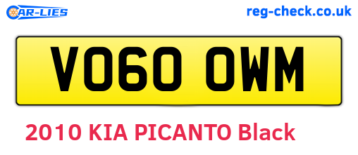 VO60OWM are the vehicle registration plates.