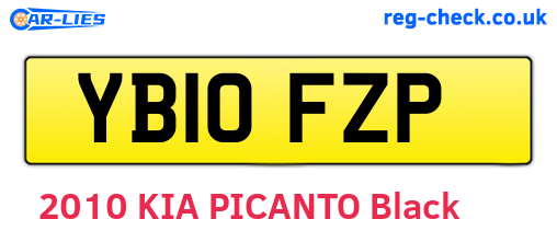 YB10FZP are the vehicle registration plates.