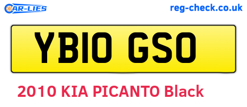 YB10GSO are the vehicle registration plates.