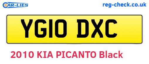 YG10DXC are the vehicle registration plates.