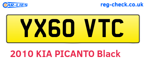 YX60VTC are the vehicle registration plates.