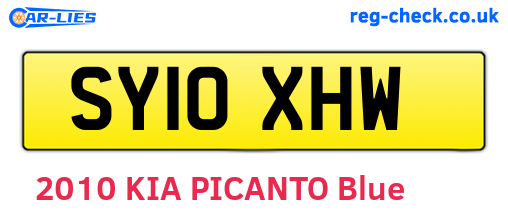 SY10XHW are the vehicle registration plates.