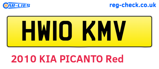 HW10KMV are the vehicle registration plates.