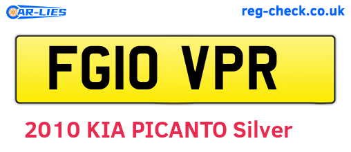 FG10VPR are the vehicle registration plates.