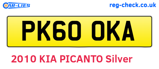 PK60OKA are the vehicle registration plates.