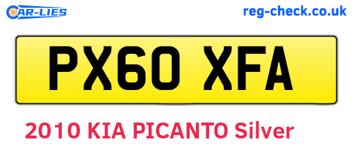 PX60XFA are the vehicle registration plates.