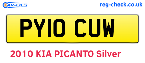 PY10CUW are the vehicle registration plates.