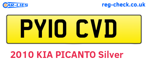 PY10CVD are the vehicle registration plates.