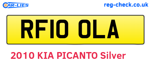 RF10OLA are the vehicle registration plates.