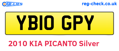 YB10GPY are the vehicle registration plates.