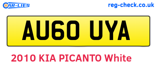 AU60UYA are the vehicle registration plates.