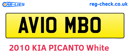 AV10MBO are the vehicle registration plates.