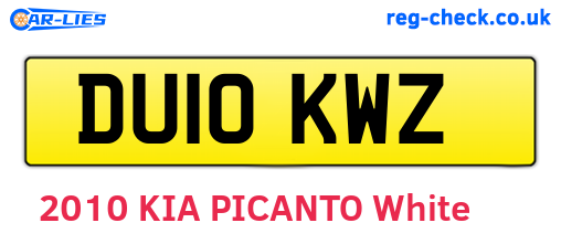 DU10KWZ are the vehicle registration plates.
