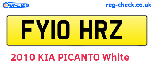 FY10HRZ are the vehicle registration plates.