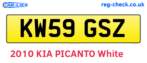 KW59GSZ are the vehicle registration plates.
