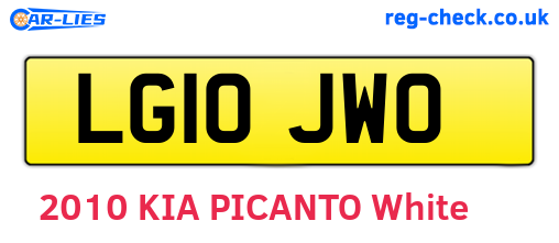 LG10JWO are the vehicle registration plates.