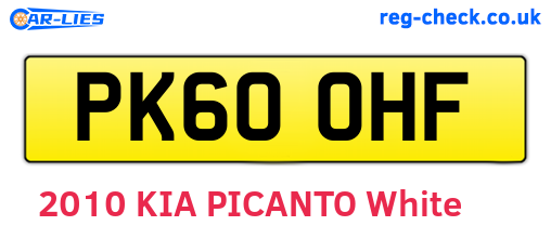 PK60OHF are the vehicle registration plates.