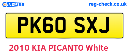 PK60SXJ are the vehicle registration plates.