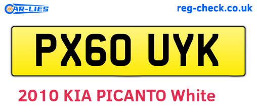 PX60UYK are the vehicle registration plates.