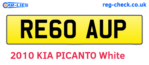RE60AUP are the vehicle registration plates.