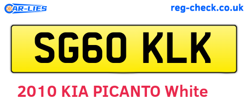 SG60KLK are the vehicle registration plates.