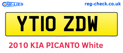 YT10ZDW are the vehicle registration plates.