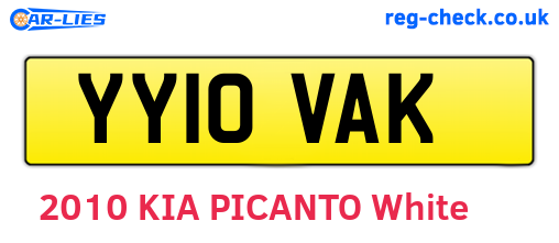 YY10VAK are the vehicle registration plates.