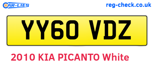 YY60VDZ are the vehicle registration plates.