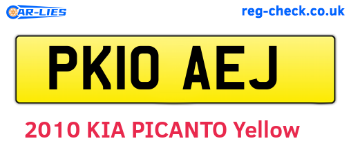 PK10AEJ are the vehicle registration plates.