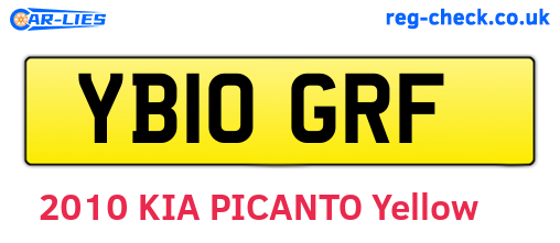 YB10GRF are the vehicle registration plates.
