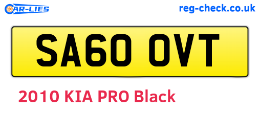 SA60OVT are the vehicle registration plates.