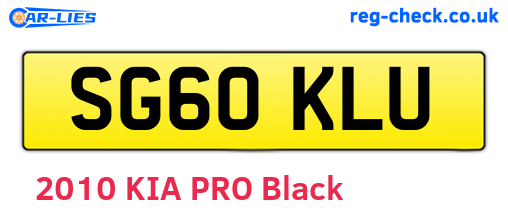 SG60KLU are the vehicle registration plates.