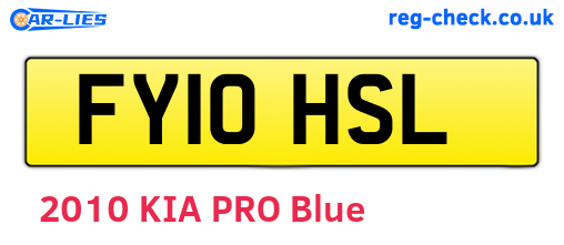 FY10HSL are the vehicle registration plates.