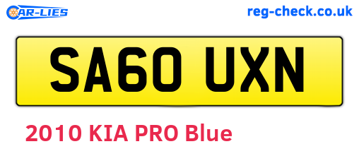 SA60UXN are the vehicle registration plates.