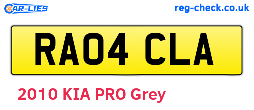 RA04CLA are the vehicle registration plates.