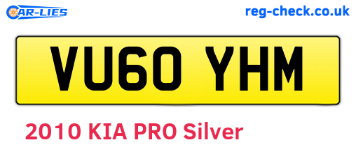 VU60YHM are the vehicle registration plates.