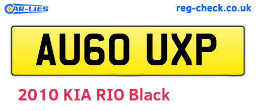 AU60UXP are the vehicle registration plates.